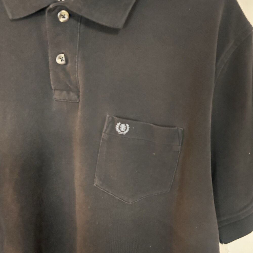 IZOD Saltwater Wash Polo Shirt Mens Large Black 100% Cotton Pocket - Picture 4 of 7